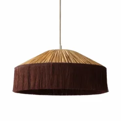Abat-jour suspension en papier façon raphia et franges