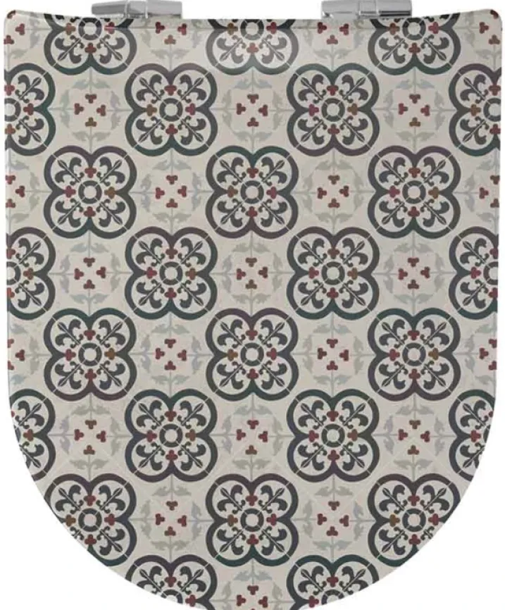 Abattant wood slim avec descente assistée à motifs carreaux de faïence