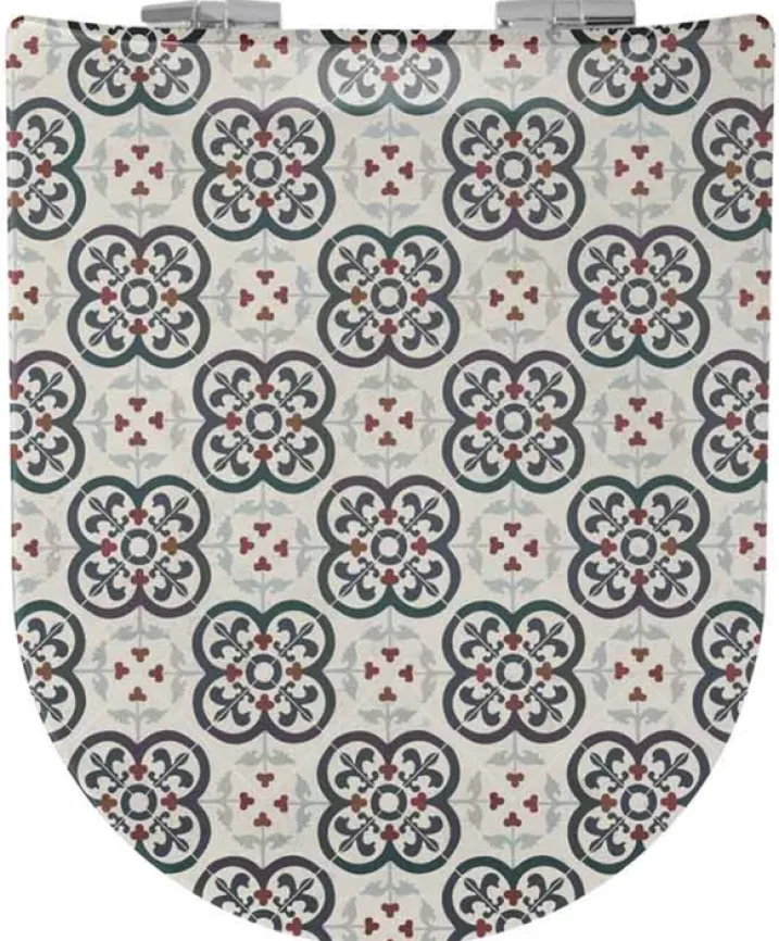 Abattant wood slim avec descente assistée à motifs carreaux de faïence