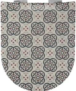 Abattant wood slim déclipsable à motifs carreaux de faïence