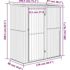 Abri de jardin avec porte verrouillable en acier galvanisé
