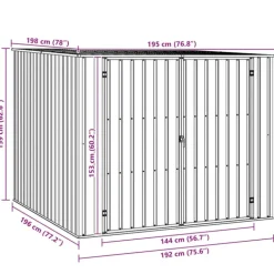 Abri de jardin en acier galvanisé avec double porte