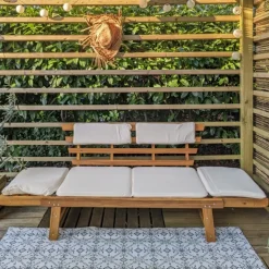 Banc de jardin avec coussins 2-en-1
