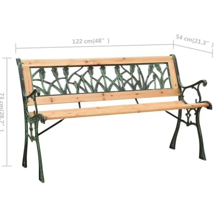 Banc en fonte verte et bois de sapin