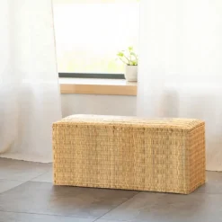 Banc en paille tressée fait main
