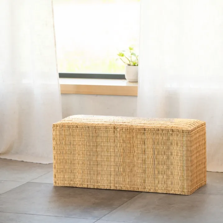 Banc en paille tressée fait main