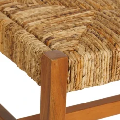 Banc tressé en fibre végétale avec structure en bois