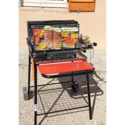 Barbecue à charbon et à cuisson verticale avec système breveté