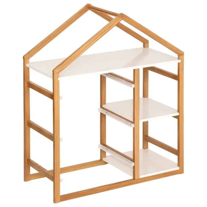 Bibliothèque enfant en forme de maison avec 3 bacs de rangement