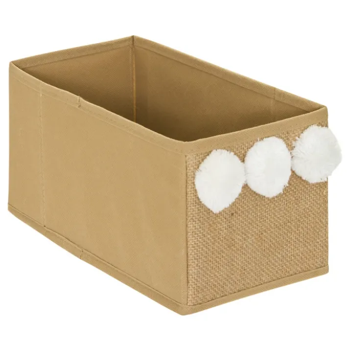 Boîte de rangement pliable avec poignée et pompons
