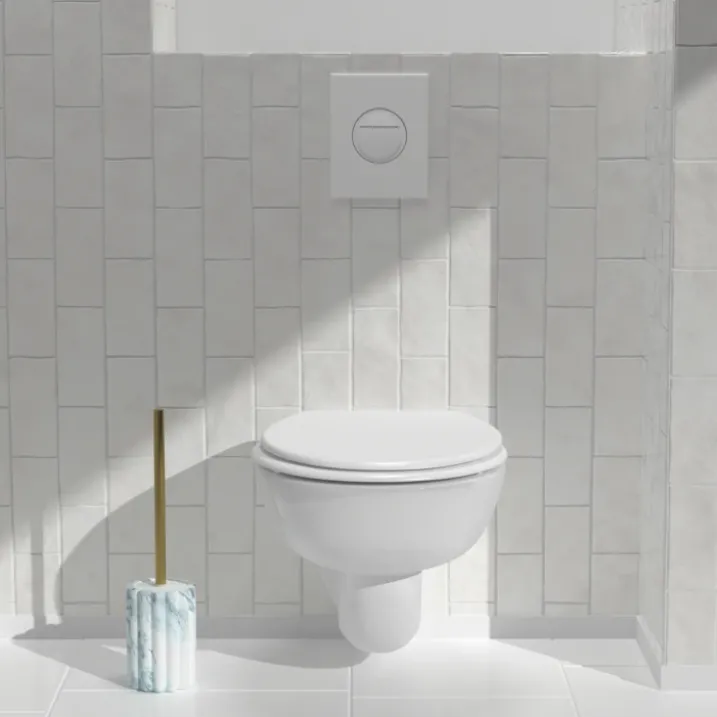 Brosse WC effet marbre avec manche doré
