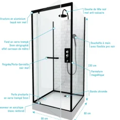 Cabine de douche ambiance métro