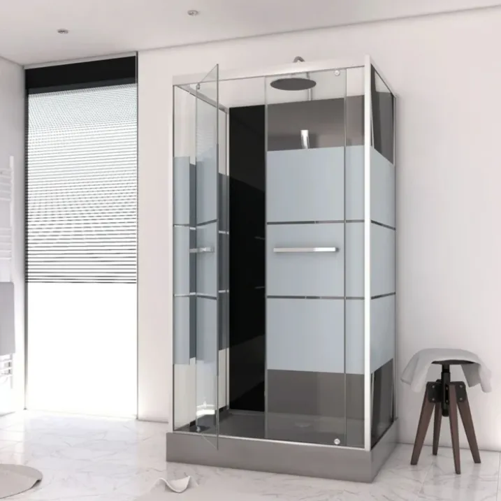 Cabine de douche avec portes sérigraphiées