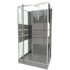 Cabine de douche avec portes sérigraphiées