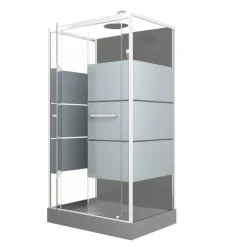 Cabine de douche avec portes sérigraphiées