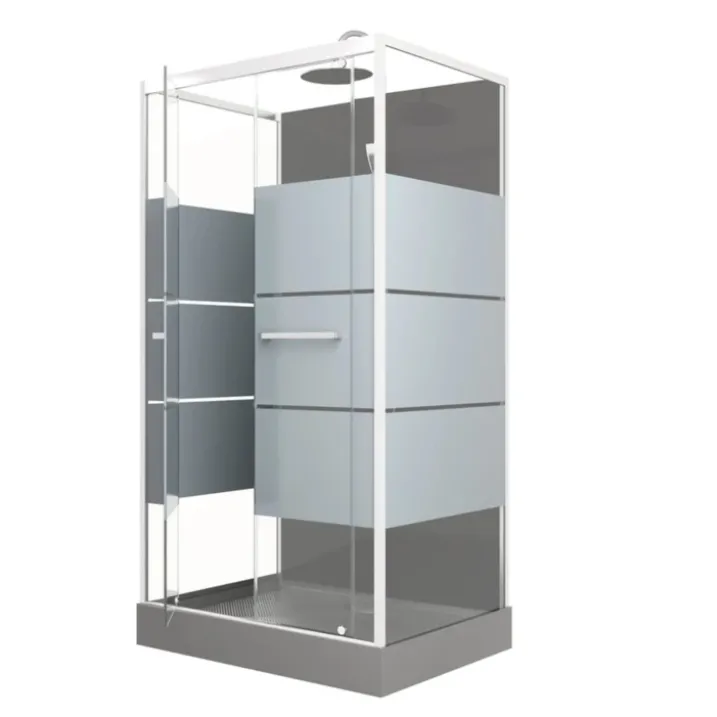 Cabine de douche avec portes sérigraphiées