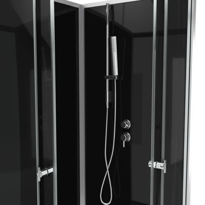 Cabine de douche carrée avec portes coulissantes en verre trempé