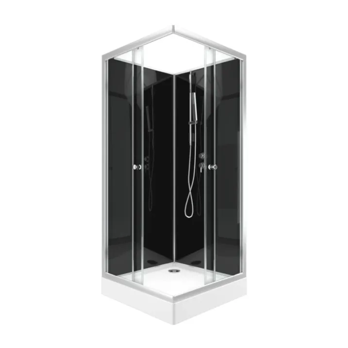 Cabine de douche carrée avec portes coulissantes en verre trempé