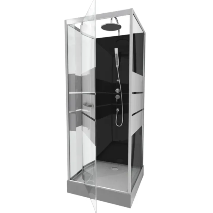 Cabine de douche carrée avec verre sérigraphié