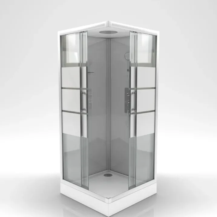 Cabine de douche carrée à bandes laquées