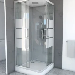 Cabine de douche carrée à bandes laquées