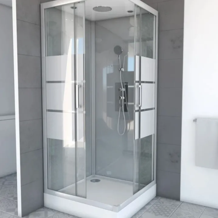 Cabine de douche carrée à bandes laquées