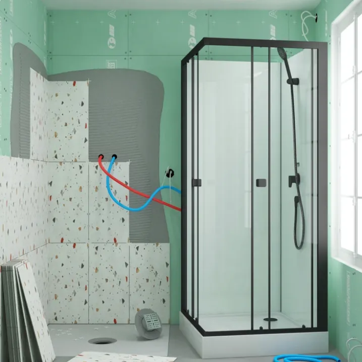 Cabine de douche carrée minimaliste style contemporain