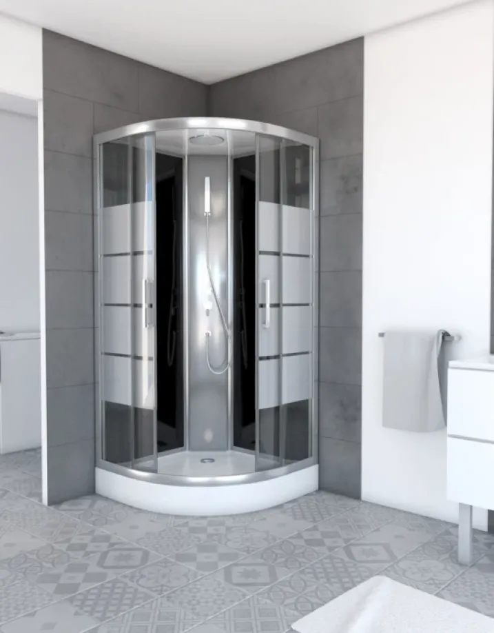 Cabine de douche 1/4 de cercle avec portes coulissantes
