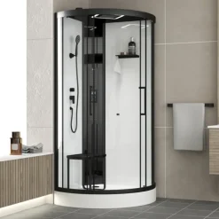 Cabine de douche hammam 1/4 de cercle hydromassant