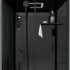 Cabine de douche hydromassante porte coulissante et panneau de contrôle tactile
