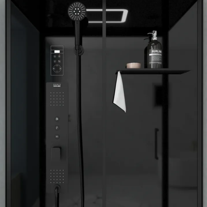 Cabine de douche hydromassante porte coulissante et panneau de contrôle tactile
