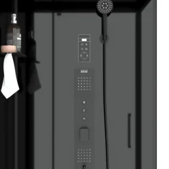 Cabine de douche hydromassante porte pivotante et panneau de contrôle tactile
