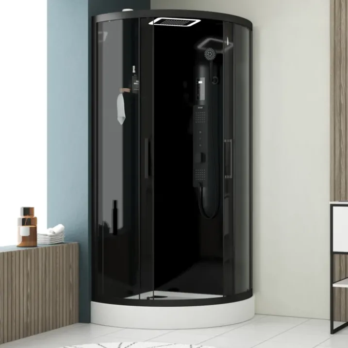 Cabine de douche hydromassante 1/4 de cercleportes coulissantes et panneau de contrôle