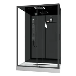 Cabine de douche hydromassante rectangulaire XXL avec porte coulissante et panneau de contrôle tactile
