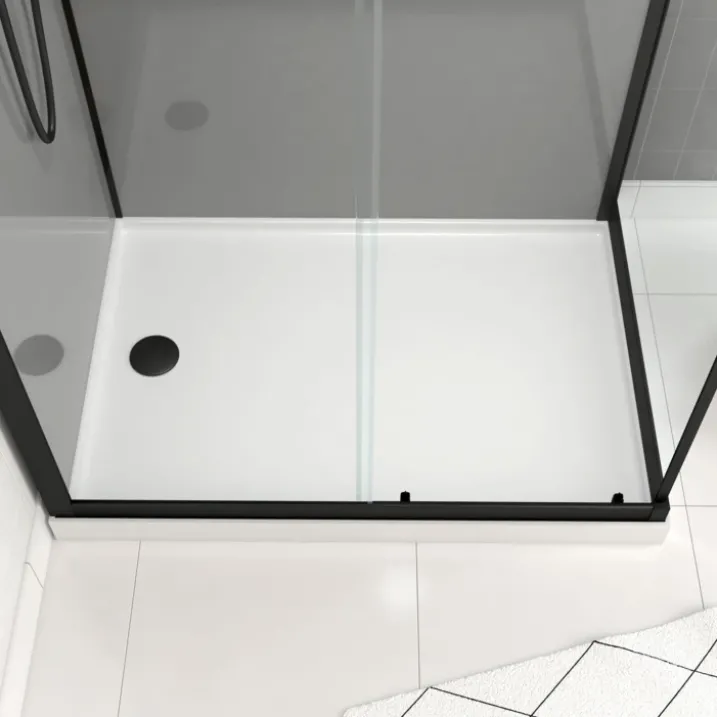 Cabine de douche rectangulaire avec receveur bas et porte coulissante