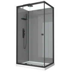 Cabine de douche rectangulaire avec receveur bas et porte coulissante