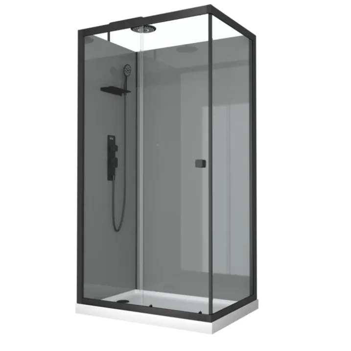 Cabine de douche rectangulaire avec receveur bas et porte coulissante