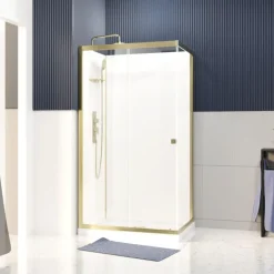 Cabine de douche rectangulaire avec receveur bas et porte coulissante
