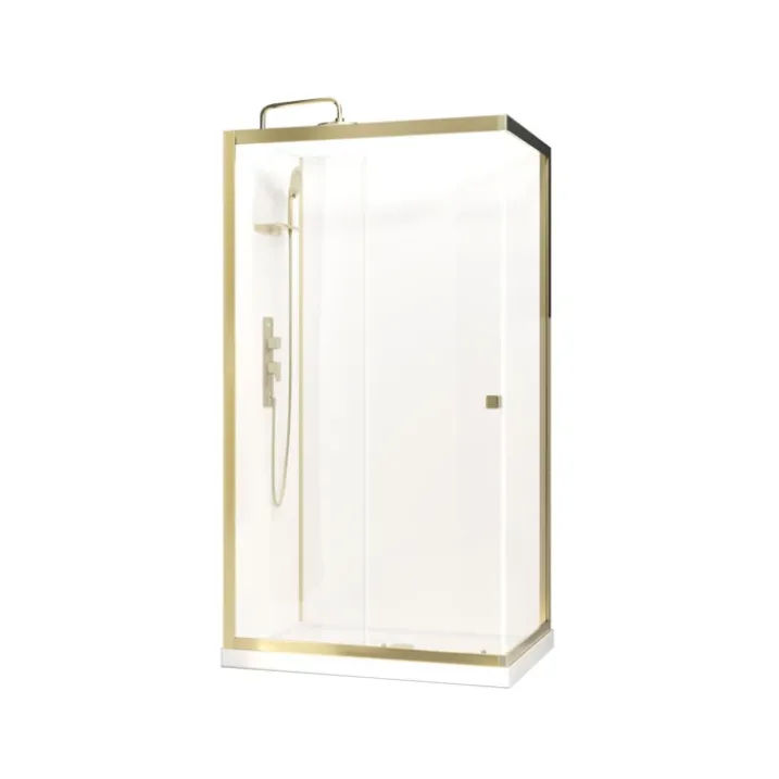 Cabine de douche rectangulaire avec receveur bas et porte coulissante