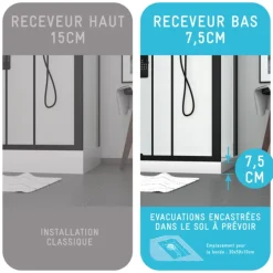 Cabine de douche rectangulaire portes coulissantes graphique