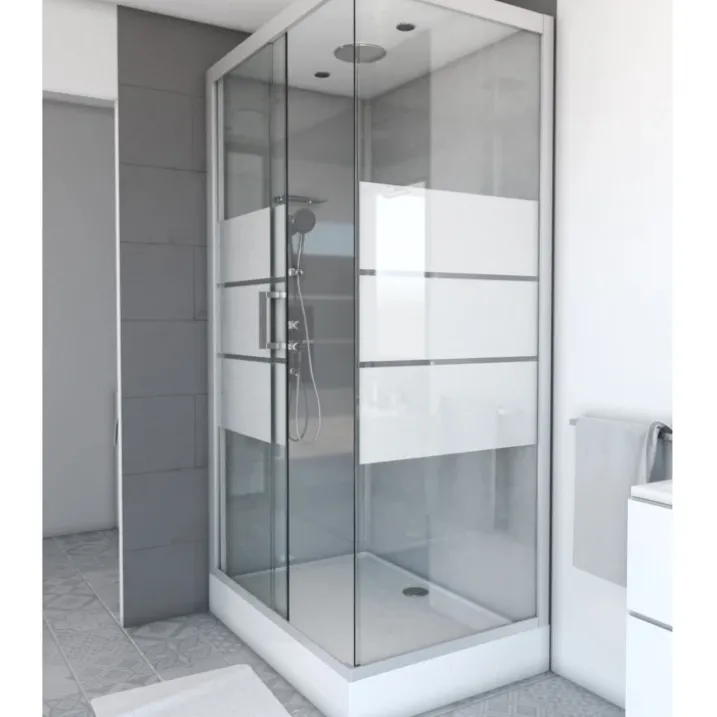 Cabine de douche rectangulaire à bandes laquées