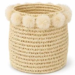 Cache-pot tressé avec pompons