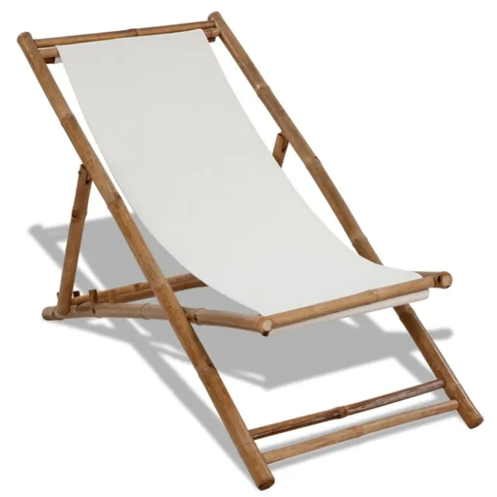 Chaise de terrasse en bambou et toile