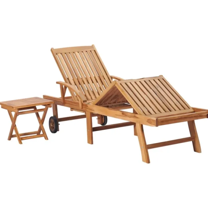 Chaise longue avec table en bois