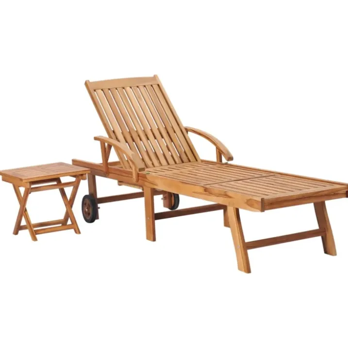 Chaise longue avec table en bois