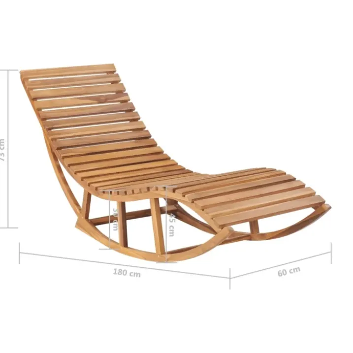 Chaise longue à bascule en teck