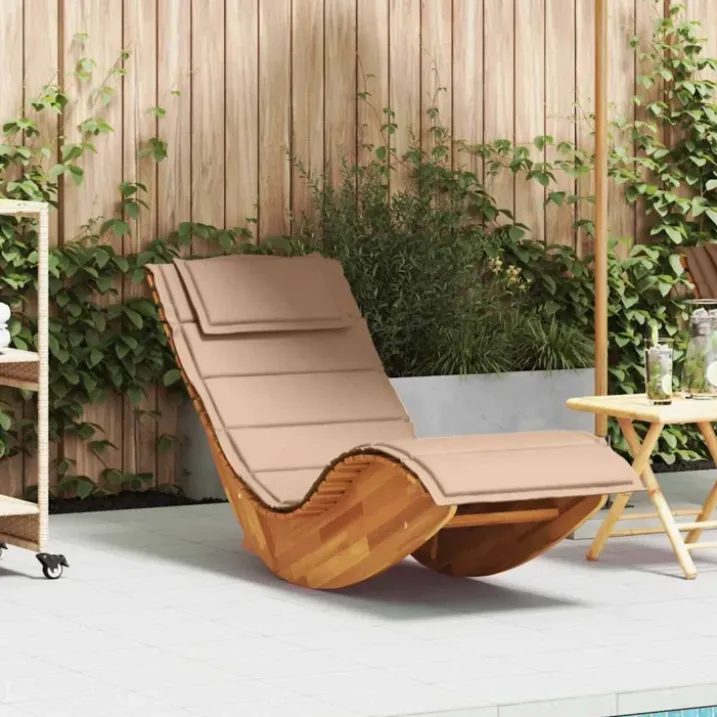 Chaise longue à bascule ergonomique avec coussin et appuie-tête