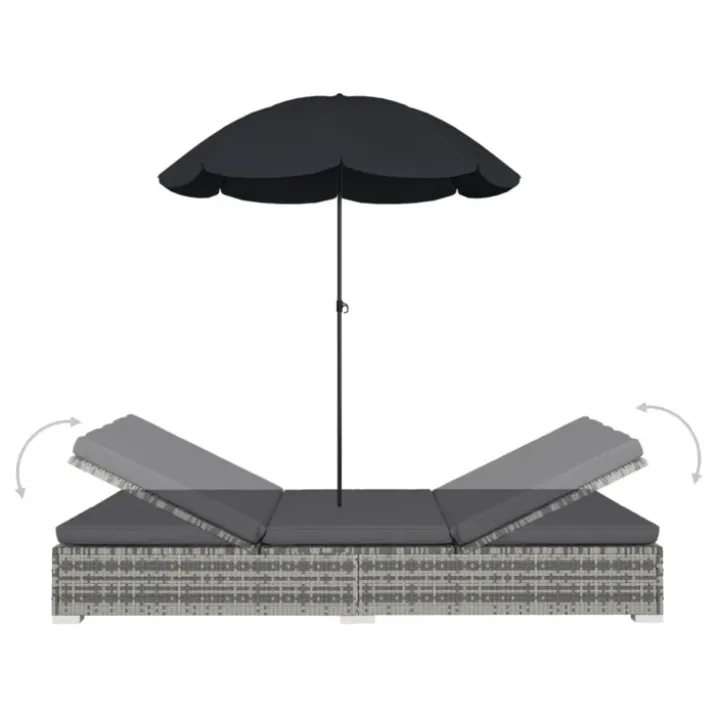 Chaise longue de jardin avec parasol