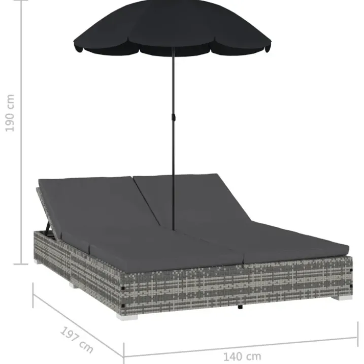 Chaise longue de jardin avec parasol