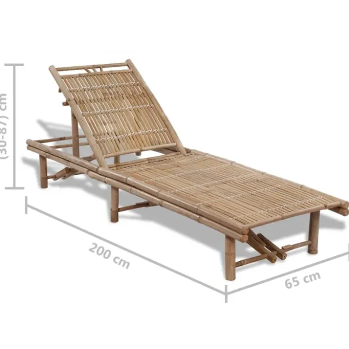 Chaise longue extérieure en bambou